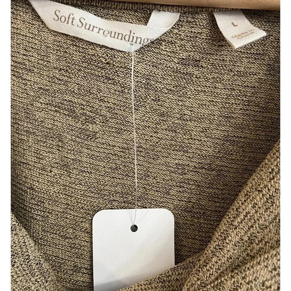 NWT Soft Surroundings Kerry Dress Tan Cowl Neck Smocked Waist Large L New - Picture 2 of 4